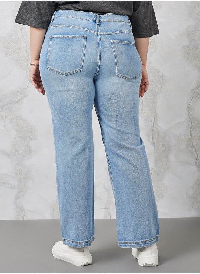 Styli - Stone Wash Wide Leg Jeans - Image 1