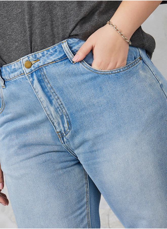 Styli - Stone Wash Wide Leg Jeans - Image 1