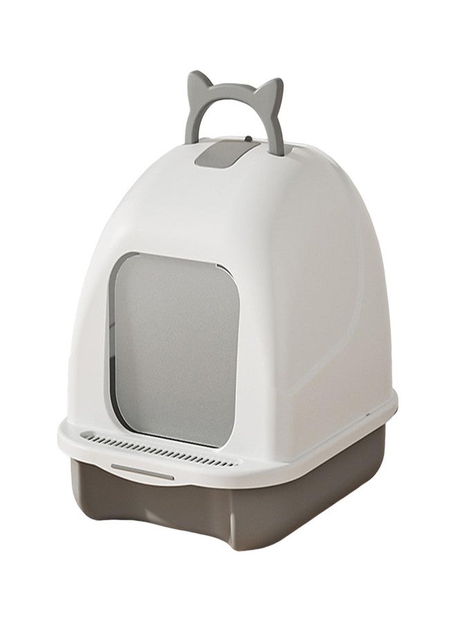 PAPABA Enclosed Cat Litter Box with Lid - Large Odor Control Litter Pan with Scoop, Splash Proof & Dust Prevention Design, Spacious Interior for All Cats White - Image 2