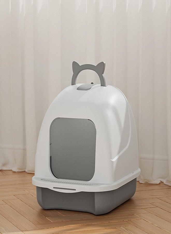 PAPABA Enclosed Cat Litter Box with Lid - Large Odor Control Litter Pan with Scoop, Splash Proof & Dust Prevention Design, Spacious Interior for All Cats White - Image 1
