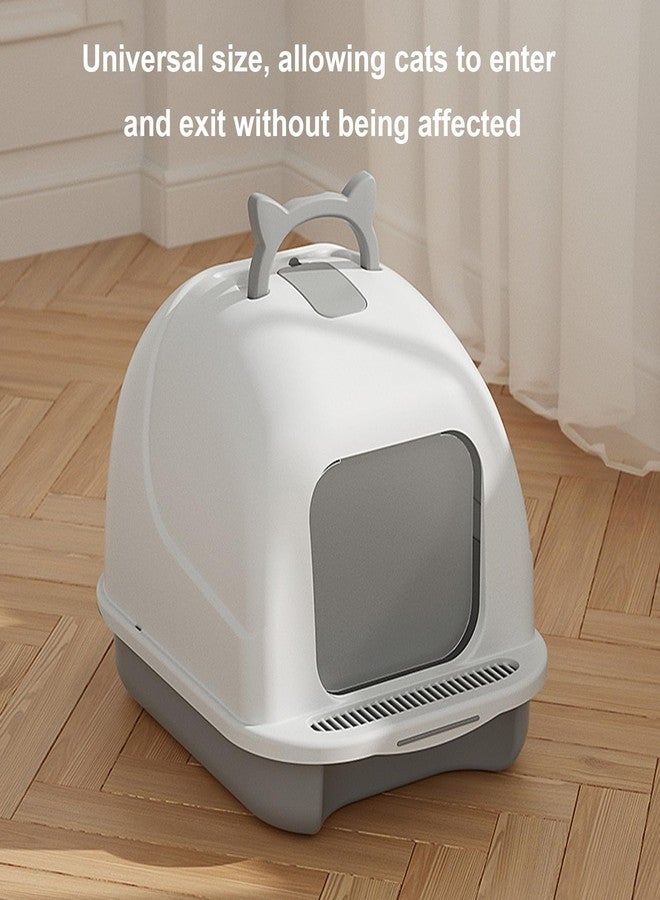 PAPABA Enclosed Cat Litter Box with Lid - Large Odor Control Litter Pan with Scoop, Splash Proof & Dust Prevention Design, Spacious Interior for All Cats White - Image 3