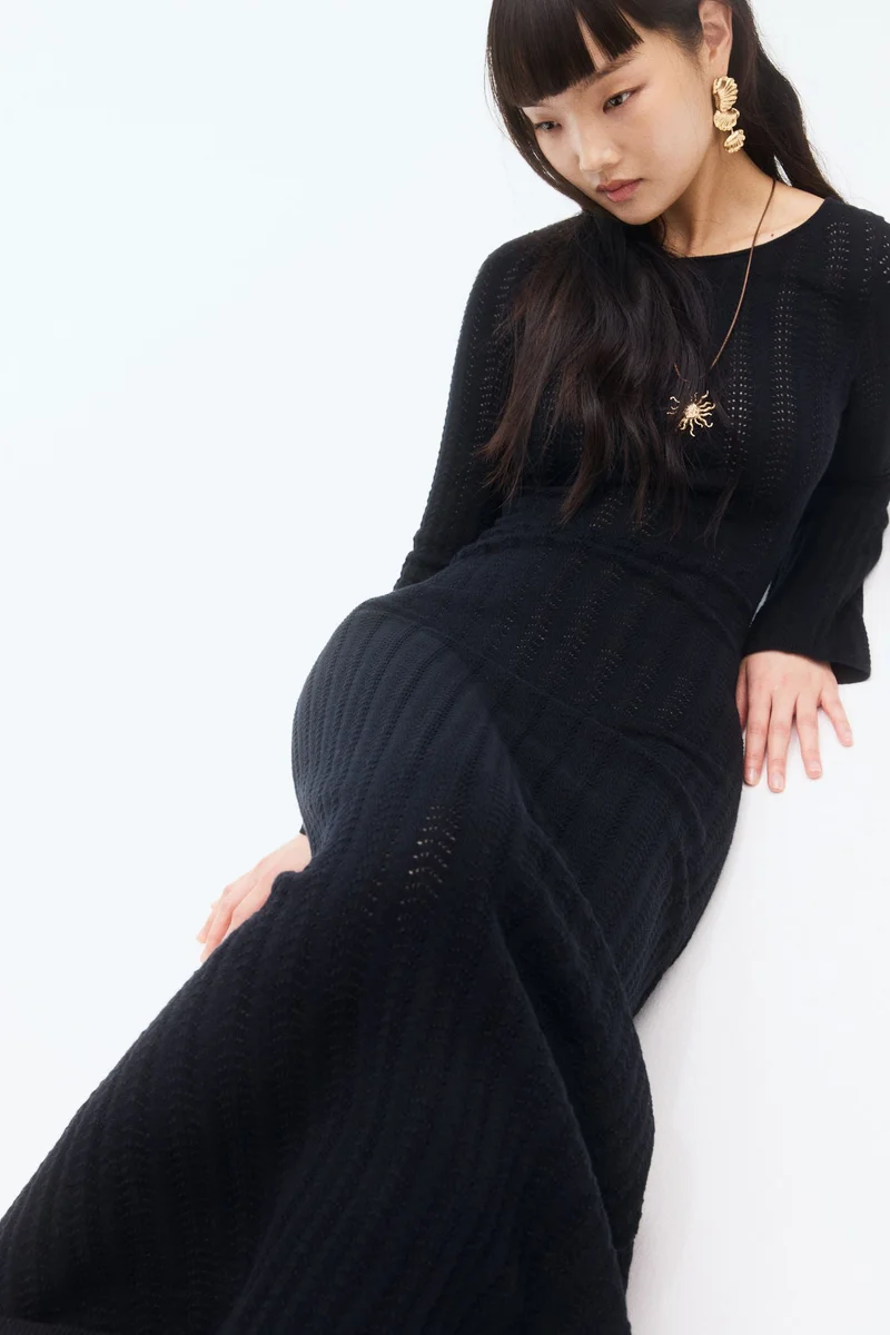 H&M Open-back pointelle-knit dress