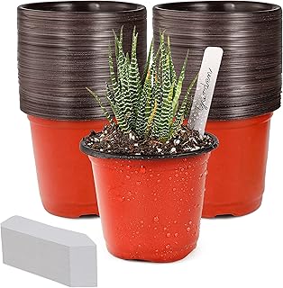 TDHDIKE TDHDIKE 4" Small Plastic Plant Nursery Pot/Pots (100pcs) Seedlings Flower Plant Container Seed Starting Pots , Come  - Image 1