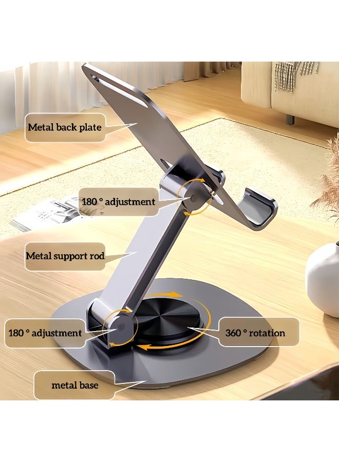 Mobile phone holder adjustable desktop phone holder, foldable office phone holder portable desktop desk bed compatible with smartphones Apple iPhone 16 15 14 13 12 Pro Max Plus Samsung desk iPad (silvery) - Image 2