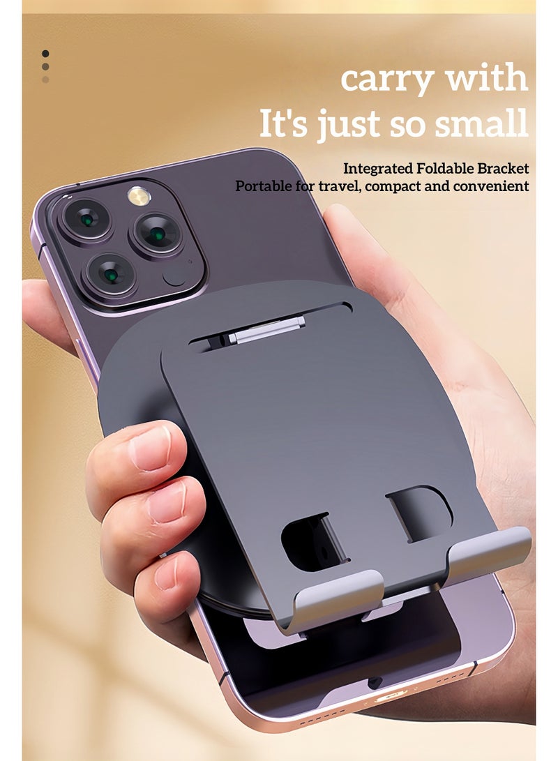 Mobile phone holder adjustable desktop phone holder, foldable office phone holder portable desktop desk bed compatible with smartphones Apple iPhone 16 15 14 13 12 Pro Max Plus Samsung desk iPad (silvery) - Image 3