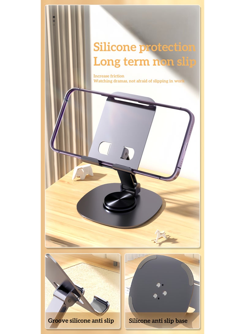 Mobile phone holder adjustable desktop phone holder, foldable office phone holder portable desktop desk bed compatible with smartphones Apple iPhone 16 15 14 13 12 Pro Max Plus Samsung desk iPad (silvery) - Image 5