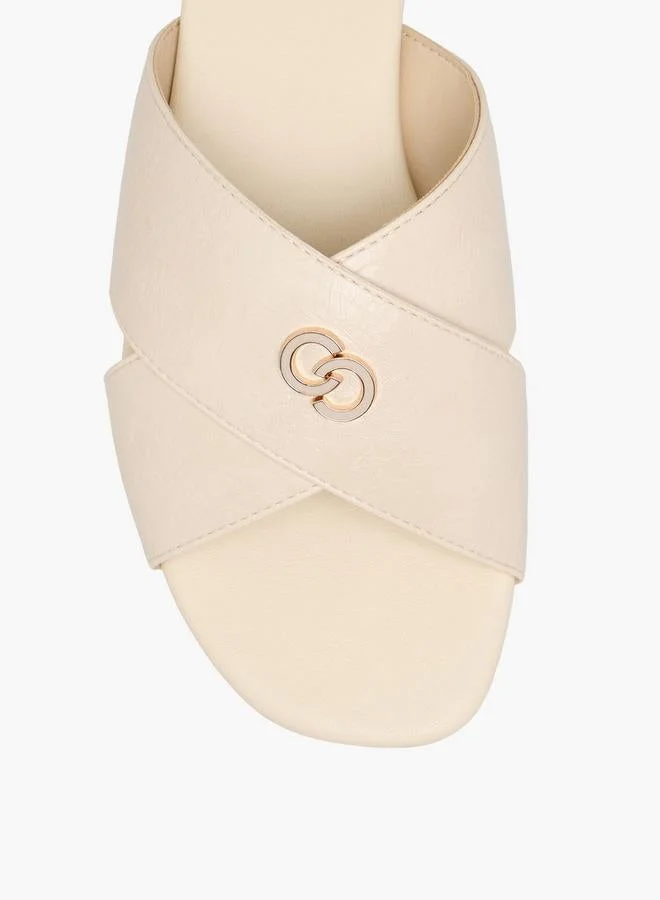 Celeste IVORY Women Cross Strap Slide Sandals for Women | Best Price UAE