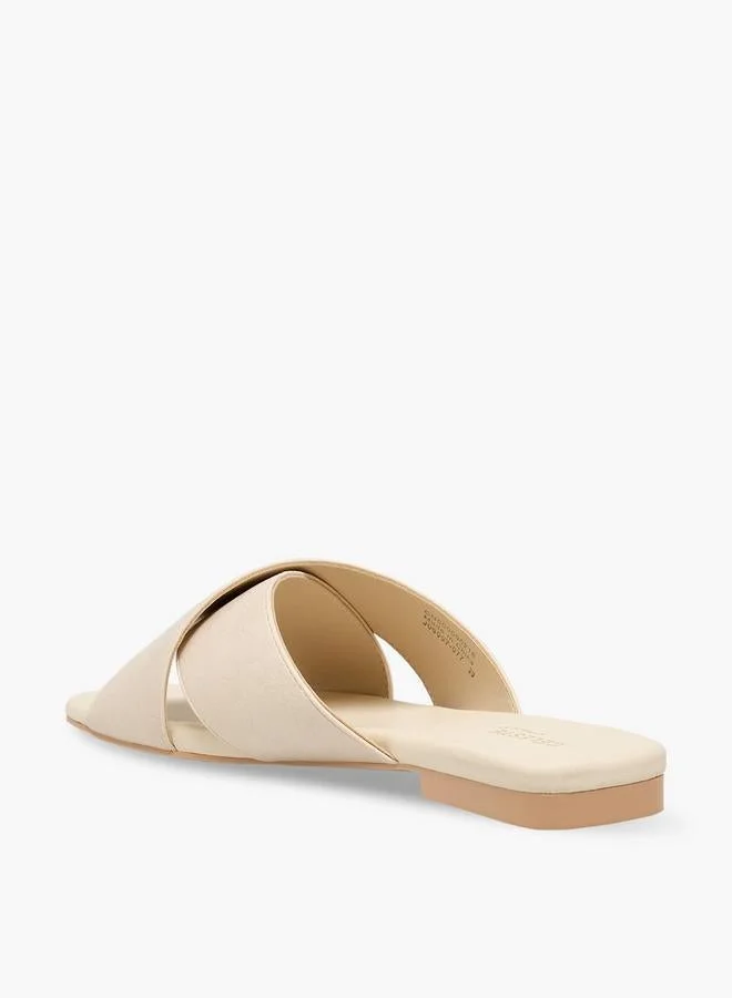 Celeste IVORY Women Cross Strap Slide Sandals for Women | Best Price UAE
