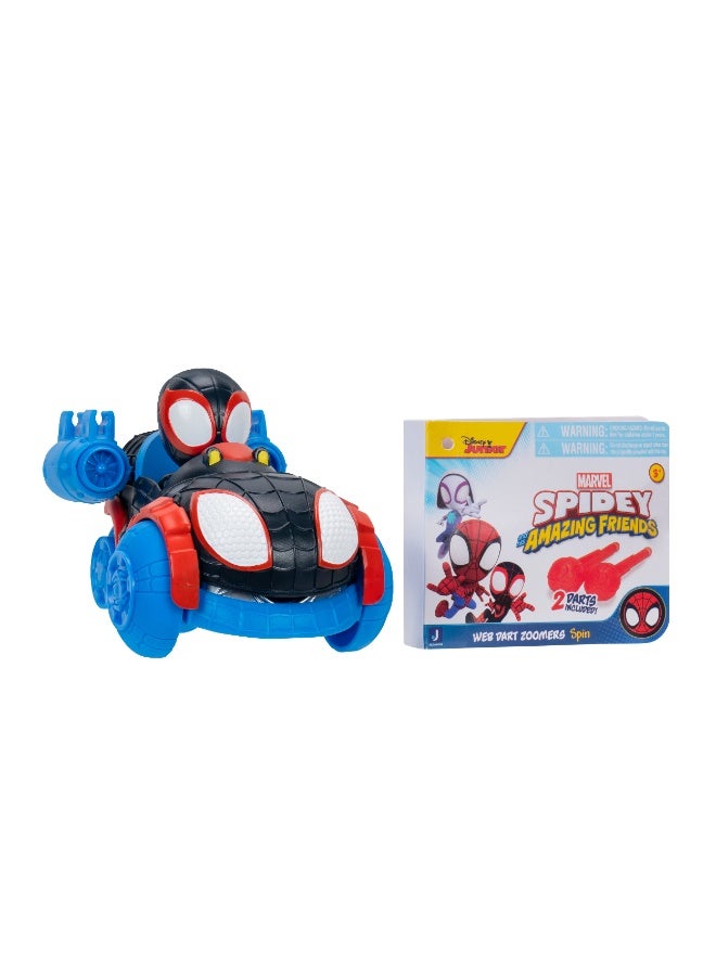 MARVEL سيارة سبايدي وأصدقائه ويب دارت زومر - دوران | مارفل | سبايدرمان | سيارة لعبة | سيارة قابلة للجمع | ألعاب تشجيع اللعب الخيالي وتطوير المهارات الحركية | هدية للأطفال والرضع - Image 1