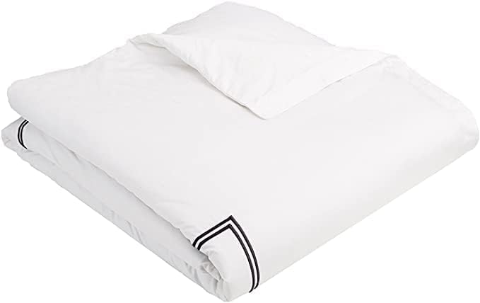 BedDecor 400 Thread Count Egyptian Cotton Duvet Cover Set, Soft Breathable Bedding with 2-Stripe Embroidery, Zipper Closure & Corner Ties, Twin, Black - Image 5