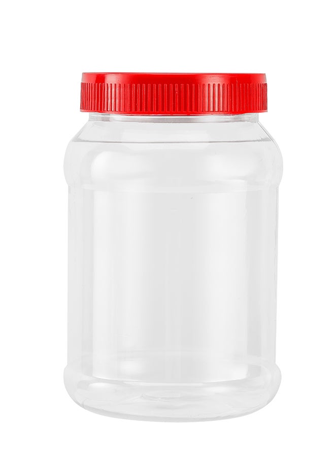Royalford Round Air-Tight PET Jar, 1000ml Plastic Container, RF11097 Keeps Your Food Fresh Portable and Lightweight Healthier Choice BPA and Odour Free Leak-Proof Assorted Color Caps - Image 1