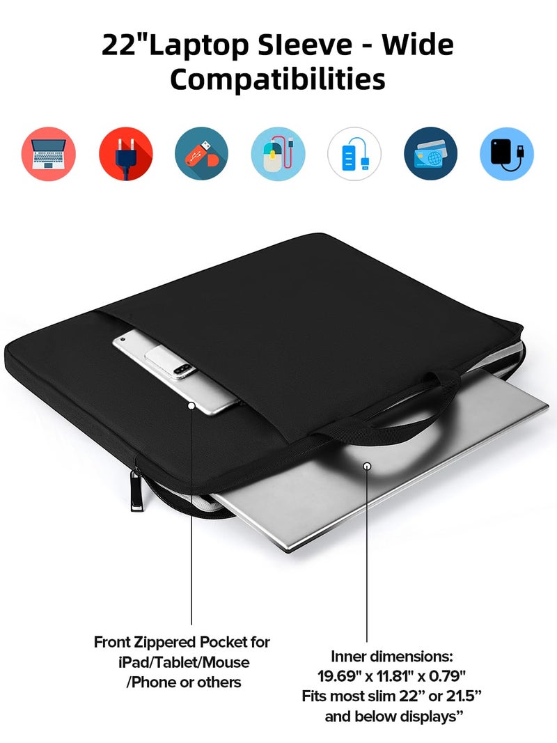UPERFECT 22-Inch Laptop Sleeve for Slim Monitors/Laptops Up to 21.5” – Waterproof, Shockproof Bag with Side Pockets & Handle – Not Compatible with Wide-Bezel Devices - Image 3
