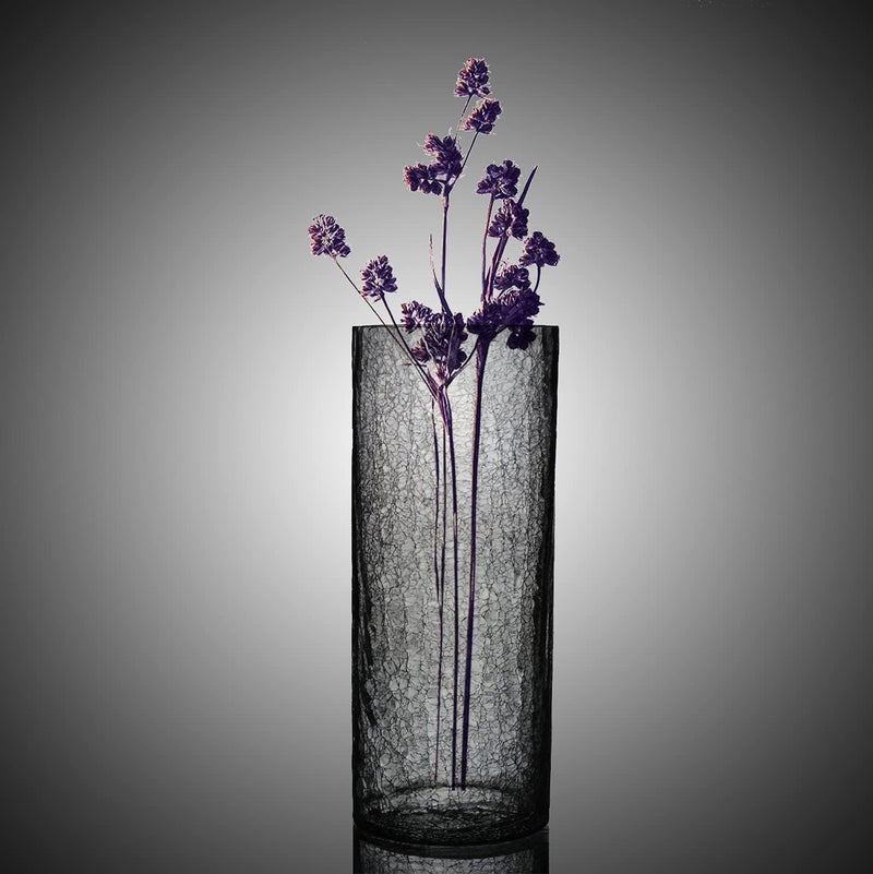 Decent Glass Clear Crackle Round Glass Tall Vase 25cm Tall x 10cm Wide Cylinder Glass Vase for Weddings Events Decorating Arrangements Flowers Office or Home Decor 10Inch
