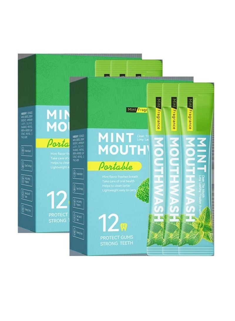 SADOER Travel Mouthwash, Portable Disposable Refreshing Mouthwash and Freshener Mint, 2 Boxes (40 Packets in Total) of Single-Use Packets for On-the-Go Oral Care, Removes Food Residue & Odor, Freshens Breath - Image 3