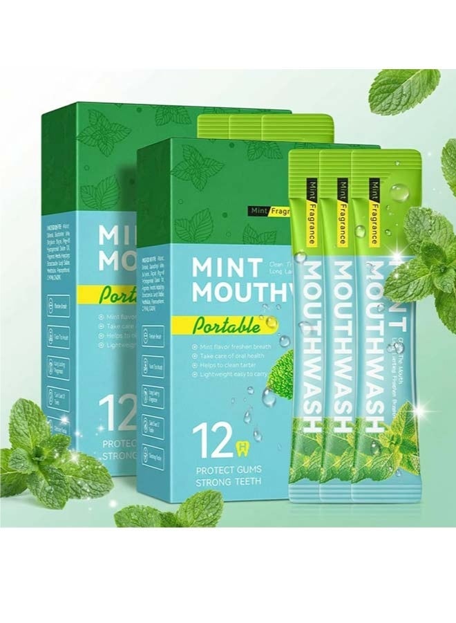 SADOER Travel Mouthwash, Portable Disposable Refreshing Mouthwash and Freshener Mint, 2 Boxes (40 Packets in Total) of Single-Use Packets for On-the-Go Oral Care, Removes Food Residue & Odor, Freshens Breath - Image 1