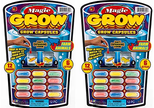 JA-RU Magic Grow Capsules for Kids (2 Pack, 24 Capsules Assorted) Water Growing Toys - Foam Sea Creatures, Dinosaurs, & Farm Animals, Science Party Favors & Classroom Prizes. 305-2s - Image 1