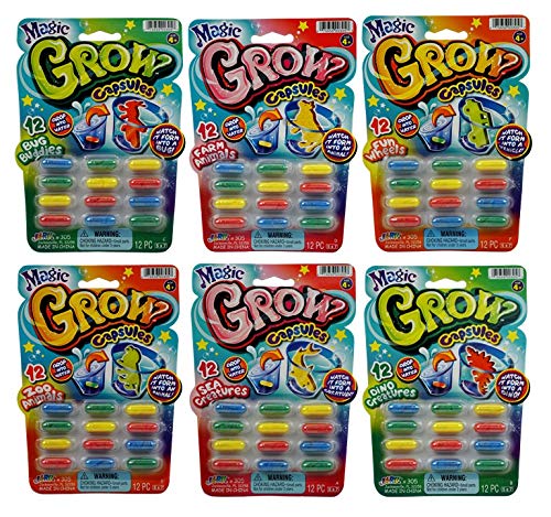 JA-RU Magic Grow Capsules for Kids (2 Pack, 24 Capsules Assorted) Water Growing Toys - Foam Sea Creatures, Dinosaurs, & Farm Animals, Science Party Favors & Classroom Prizes. 305-2s - Image 2