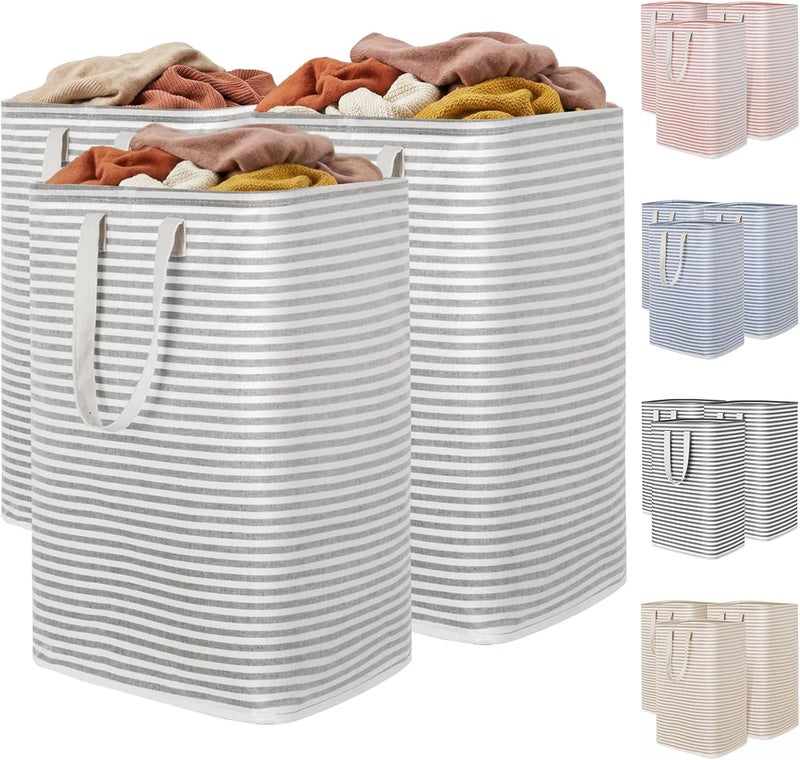 Lifewit 80L Freestanding Laundry Hamper, Collapsible Waterproof Large Laundry Basket with Easy Carry Extended Handles for Clothes, Towels, Toys, Grey, 3 Packs - Image 1