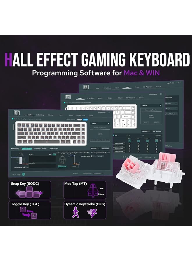 EPOMAKER He68 Wired Magnetic Gaming Keyboard 8K Polling Rate 0.125Ms Latency Rgb Backlight Gasket Mount Usb A To C Portable For Mac/Pc/Ps/Switch (White) - Image 5