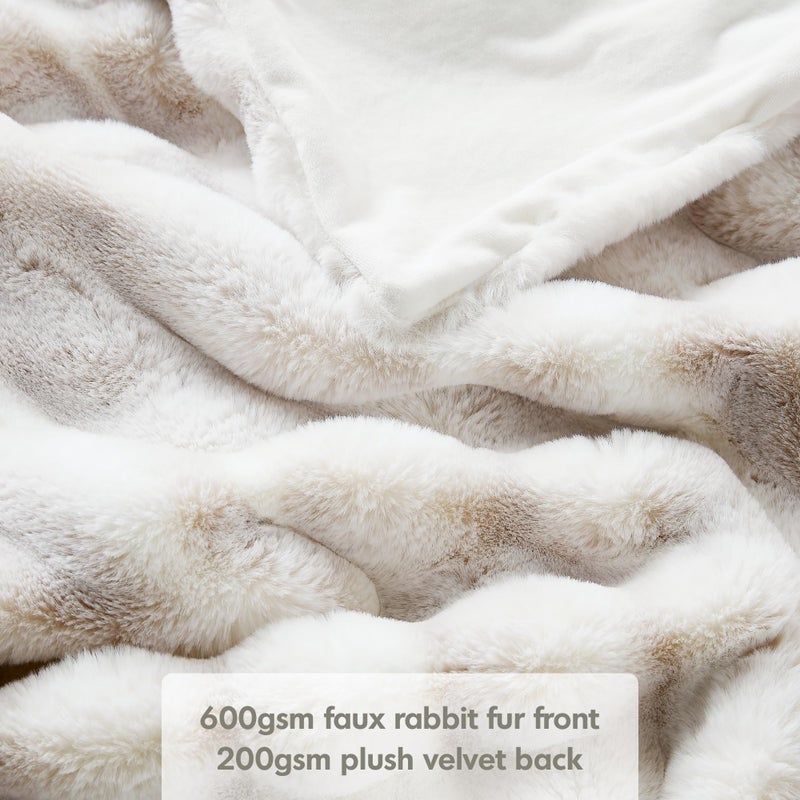 Hyde Lane Ultra Soft Plush Throw Blanket, Fuzzy Faux Rabbit Fur Throws, Luxury Cozy Fluffy Blankets for Sofa, Couch, Living Room Decor, Warm Gift for Women, Frost Fox, 50"x60" - Image 2