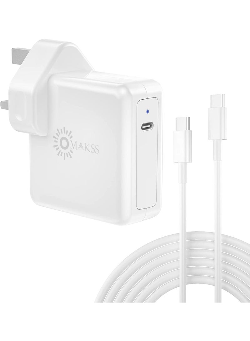 OMAKSS 96W Type C Macbook Pro-Air Fast Replacement Charger, Power Adapter Compatible with 13, 14, 15, 16 Inch 2016/17/18/19/20 Model Laptops, Tabs & Smartphones, Thunderbolt Charger with 6ft USB C Cable - Image 1