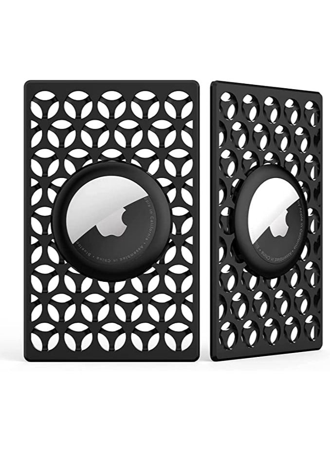 Y&D Card Case for Apple Airtag, Airtag Holder 2 Packs, Ultra Slim Credit Size AirTags Purse, Wallet, Handbag, Backpack, Work Anti-lost Protective (Black) - Image 1