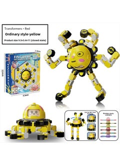 Trembling Fingertips Mechanical Face-changing Gyro Decompression Children's Mechanical Deforming Gyro Luminous Finger Spiral Fingertips-Color:English Box-ordinary Yellow
