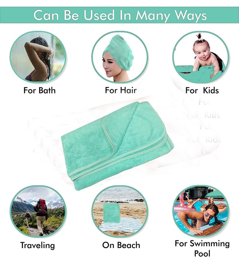Fezora® Large Bath Towels for Men & Women | Microfiber Bath Towel | Soft, Absorbent, Quick-Dry Towel(Pack of 1, Pista Dark) - Image 3