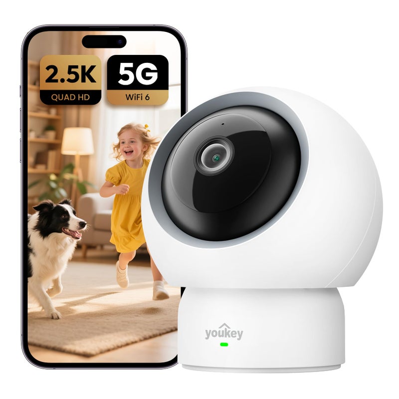youkey 25K Indoor Camera No Monthly Fees PanTilt 360 DogPet Camera for Home Security with Phone App 5G24G WiFi 6 HumanPetBaby Crying Detection Auto Tracking TwoWay Audio Night Vision - Image 2