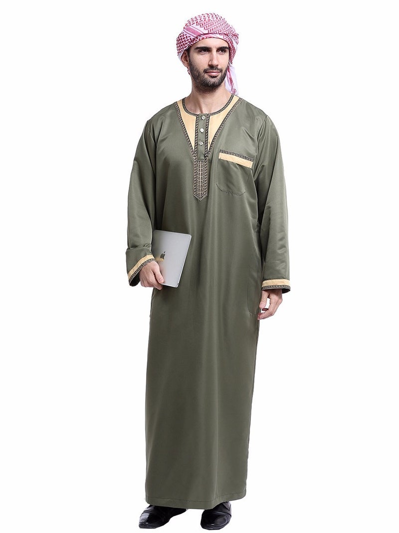 Men's Loose Fit Embroidered Ethnic Long Kurta Shirt for Daily Wear - Image 1