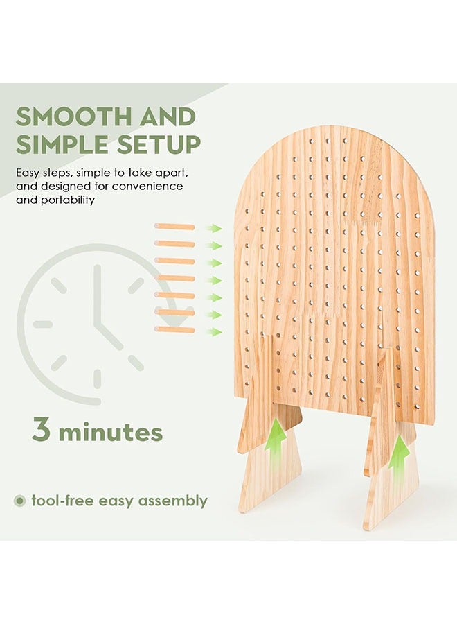 Arabest Wooden Pegboard Display Stand With 25 Pcs Wood Dowel Rods, Oval Pegboard Stand for Jewelry, Craft Shows, Keychain, Necklace, Selling, Vendor Events, Peg Board Accessories Rack Organizer, 15.75"x11.75" - Image 3