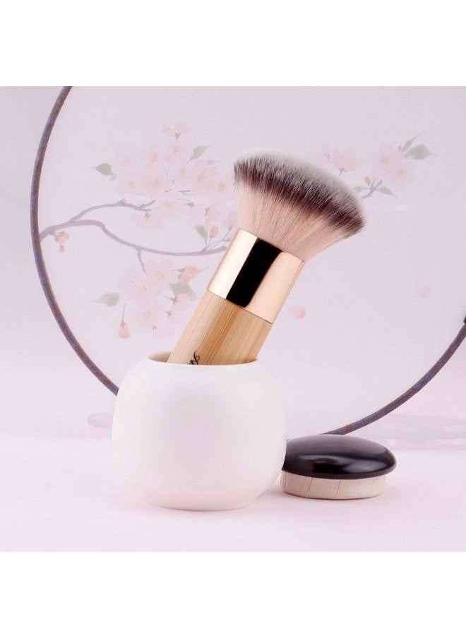 ANNE'S GIVERNY - Makeup Foundation Sponge Brush Bronzer Loose Powder Blush Finish Airbrush Buffer Contour Kabuki Blender (Bamboo) - Image 1