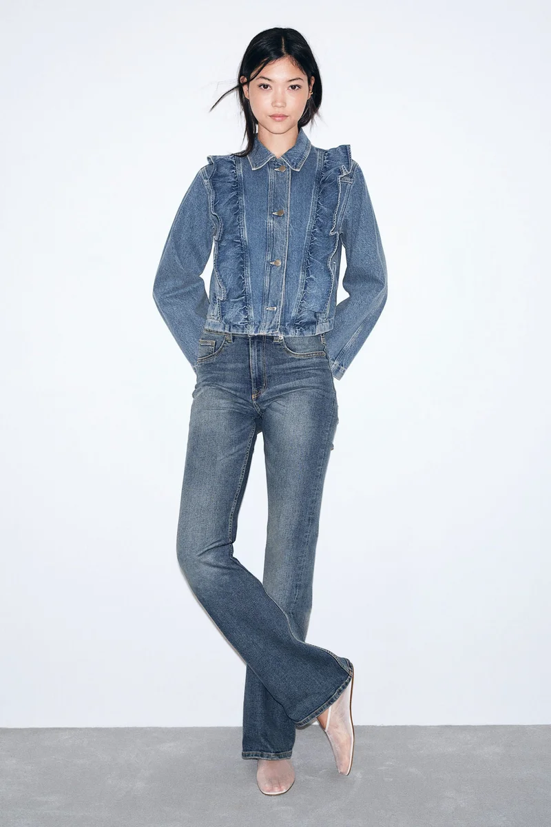 H&M Frill-Trimmed Denim Jacket