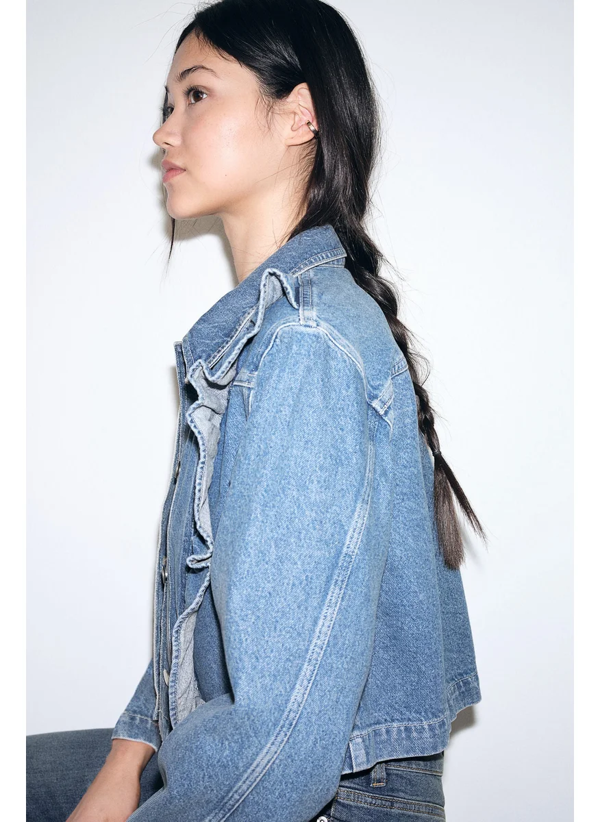 H&M Frill-Trimmed Denim Jacket