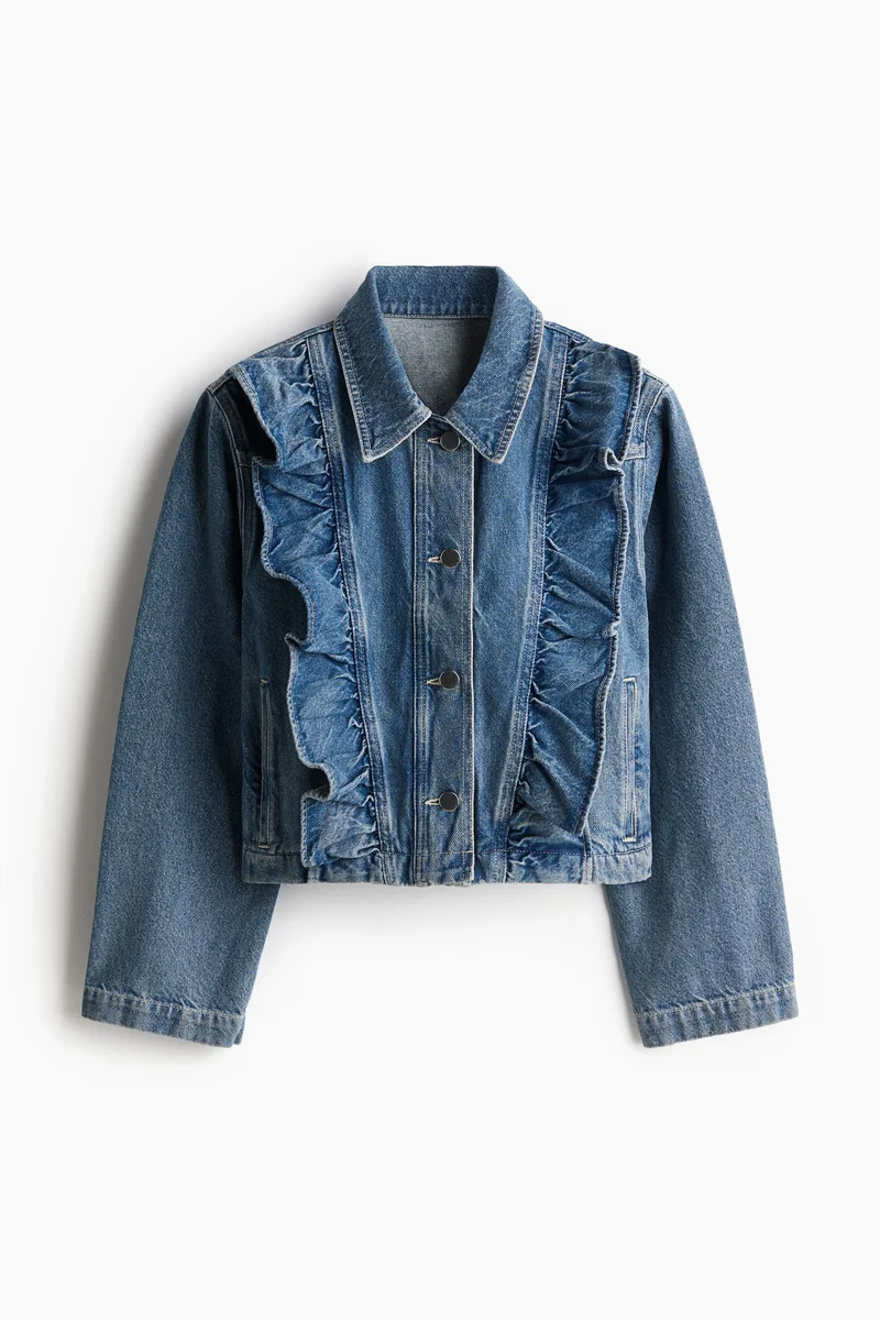 H&M Frill-Trimmed Denim Jacket