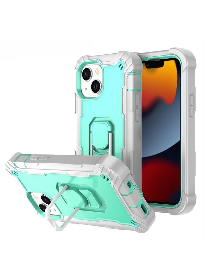 زبون جراب لهاتف iPhone 13 PC + جراب مطاطي مقاوم للصدمات بثلاث طبقات مع حامل دوار - Image 1