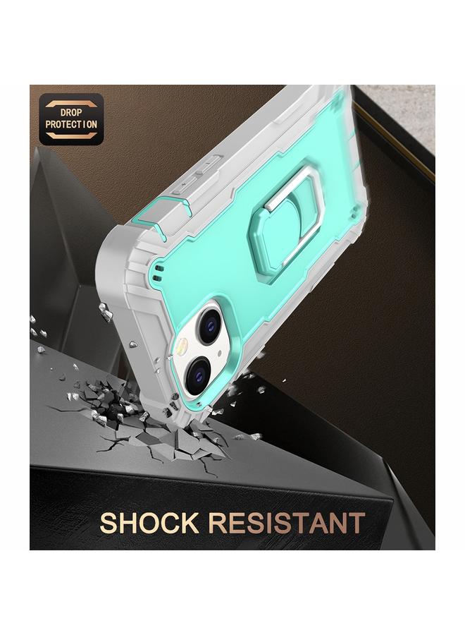 زبون جراب لهاتف iPhone 13 PC + جراب مطاطي مقاوم للصدمات بثلاث طبقات مع حامل دوار - Image 5