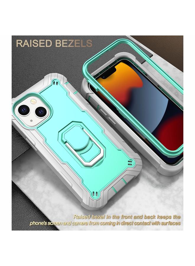 زبون جراب لهاتف iPhone 13 PC + جراب مطاطي مقاوم للصدمات بثلاث طبقات مع حامل دوار - Image 2