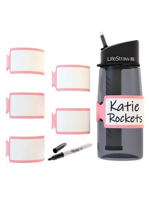 Pumpkin Doodle Permanent Write-on Labels for Bottles/Sippy Cups/Food Containers 6pcs (Pink)