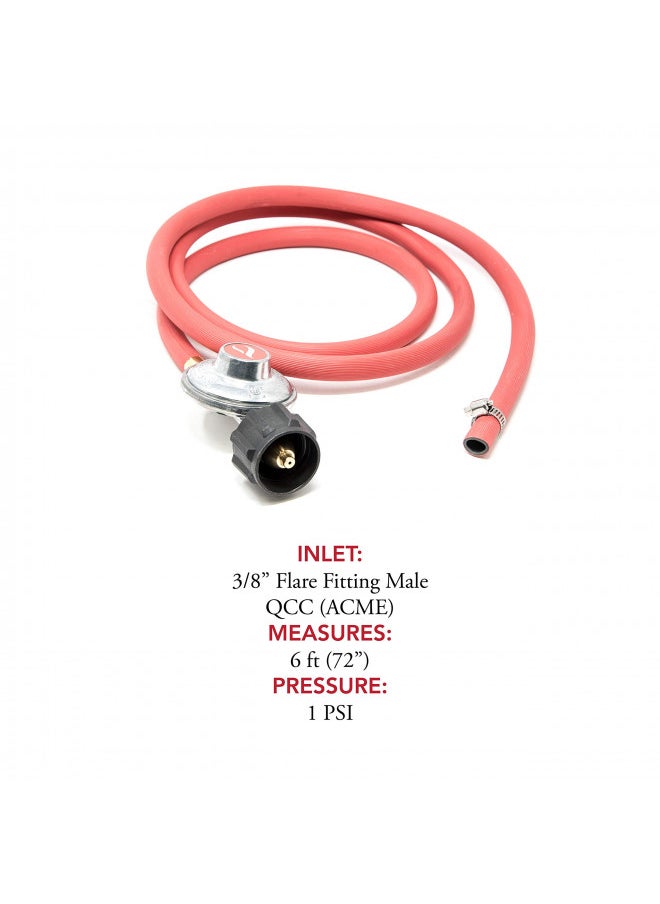 Gas One 2102 New Improved 6 ft Low Pressure Propane Regulator and Hose Connection Kit for LP/LPG Most LP/LPG Gas Grill, Heater and Fire Pit Table,Brown/A