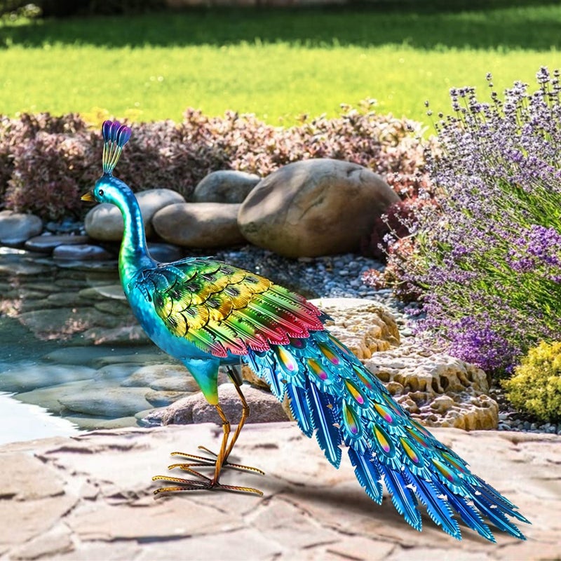 chisheen Metal Peacock Statue Garden Decor Yard Art Sculpture Outdoor Decoration for Lawn,Patio,Backyard,Housewarming Birthday Gifts for Women,Mom,Grandma - Image 3