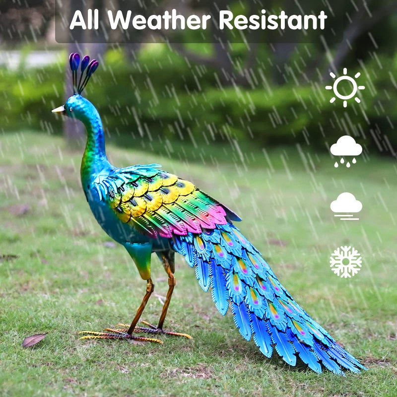 chisheen Metal Peacock Statue Garden Decor Yard Art Sculpture Outdoor Decoration for Lawn,Patio,Backyard,Housewarming Birthday Gifts for Women,Mom,Grandma - Image 4