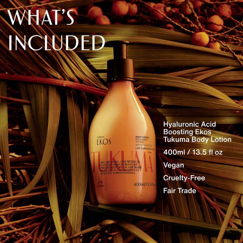 Natura â€“ TukumÃ£ Hyaluronic Acid Boosting Body Lotion â€“ Moisturizer for Dry Skin, Improves Texture & Elasticity, Deep Hydration, Vegan Skincare, Brazilian Body Care â€“ 13.5 fl oz (400ml) - Image 4