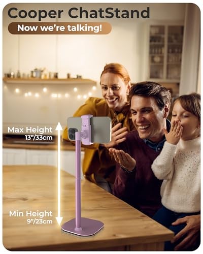 COOPER ChatStand Adjustable Cell Phone Stand for Desk Phone Stand for Recording iPhone Holder for Filming Small Tripod for iPhone Fits Samsung Android Smartphones Pink Rose Gold - Image 3