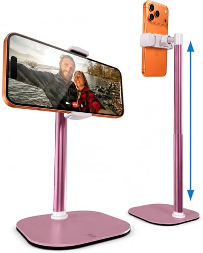 COOPER ChatStand Adjustable Cell Phone Stand for Desk Phone Stand for Recording iPhone Holder for Filming Small Tripod for iPhone Fits Samsung Android Smartphones Pink Rose Gold - Image 1