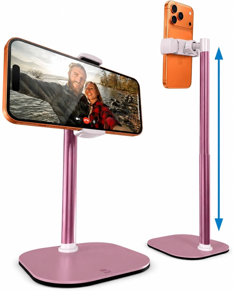 COOPER ChatStand Adjustable Cell Phone Stand for Desk Phone Stand for Recording iPhone Holder for Filming Small Tripod for iPhone Fits Samsung Android Smartphones Pink Rose Gold - Image 2