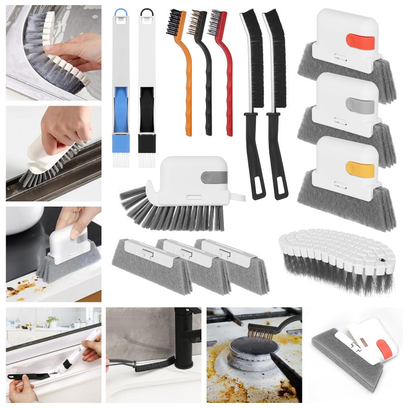 MAKIOTEKO 15 Pcs Window Groove Cleaning Brush Tool, Door Window Track Cleaner Groove Gap Cleaning Tools Crevice Cleaning Brush Gap Scrub Brush for Shutter Sliding Door Keyboard Tile Lines Sill Car Vents - Image 3