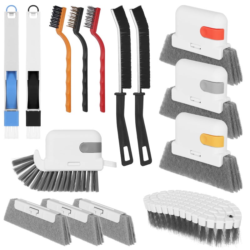 MAKIOTEKO 15 Pcs Window Groove Cleaning Brush Tool, Door Window Track Cleaner Groove Gap Cleaning Tools Crevice Cleaning Brush Gap Scrub Brush for Shutter Sliding Door Keyboard Tile Lines Sill Car Vents - Image 1