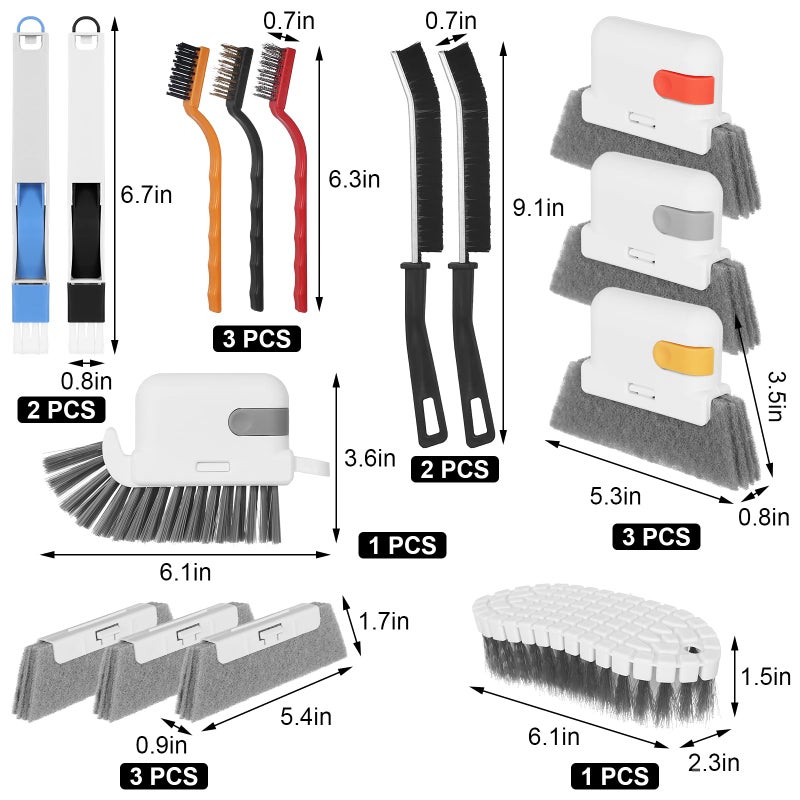 MAKIOTEKO 15 Pcs Window Groove Cleaning Brush Tool, Door Window Track Cleaner Groove Gap Cleaning Tools Crevice Cleaning Brush Gap Scrub Brush for Shutter Sliding Door Keyboard Tile Lines Sill Car Vents - Image 2