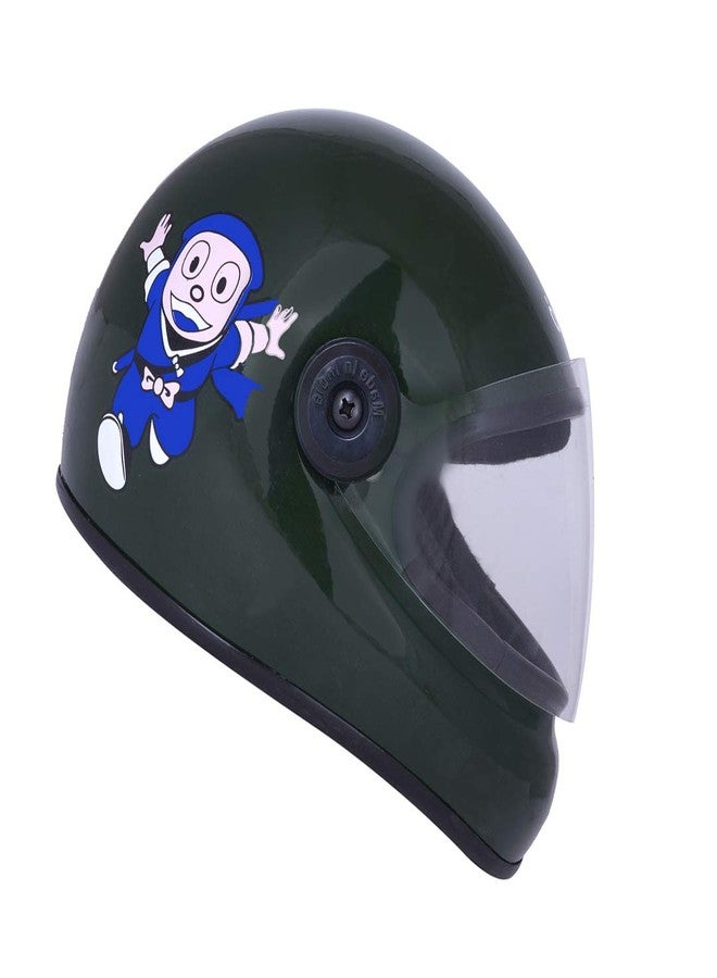 Western Era Stylish Cartoon Full Face Helmet for Kids || Baby Safety and Comfort || (3-12 Years) (Green Glossy) - Image 1